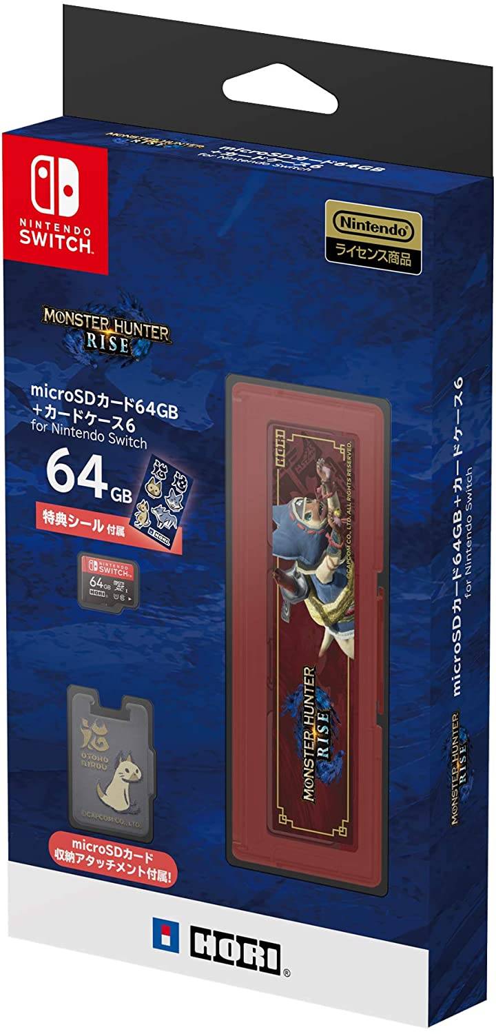 Hori Nintendo Switch microSD Card 64GB + 6 Card Case - Monster