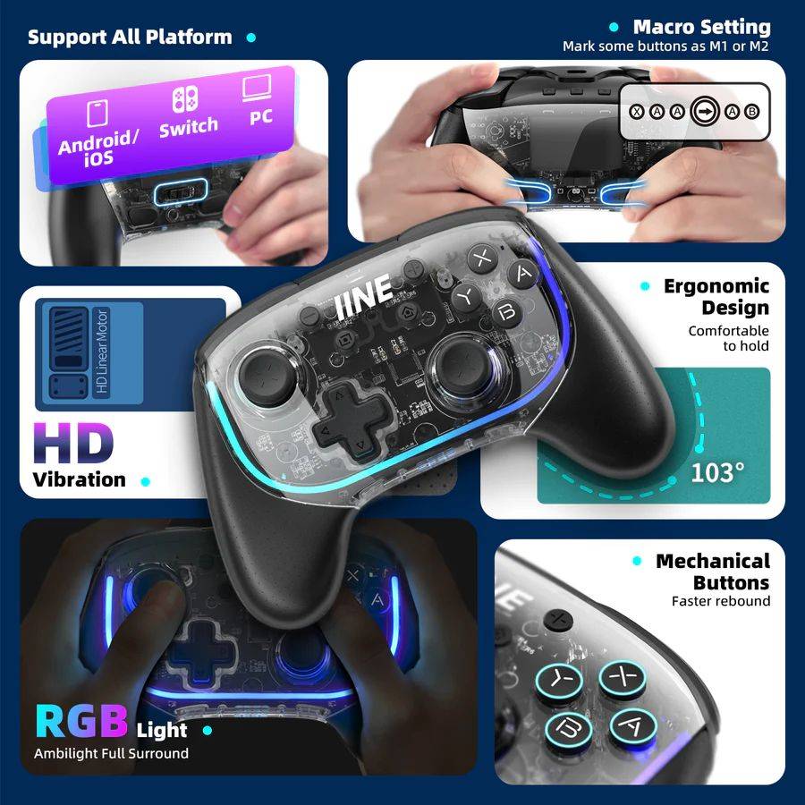 IINE Retro Pocket Game Controller /Compact & Portable Hall Joysticks 1000hz Recessed Joystick Designed Customizable Controls Multi Platform Use Versatile Use I.292381108