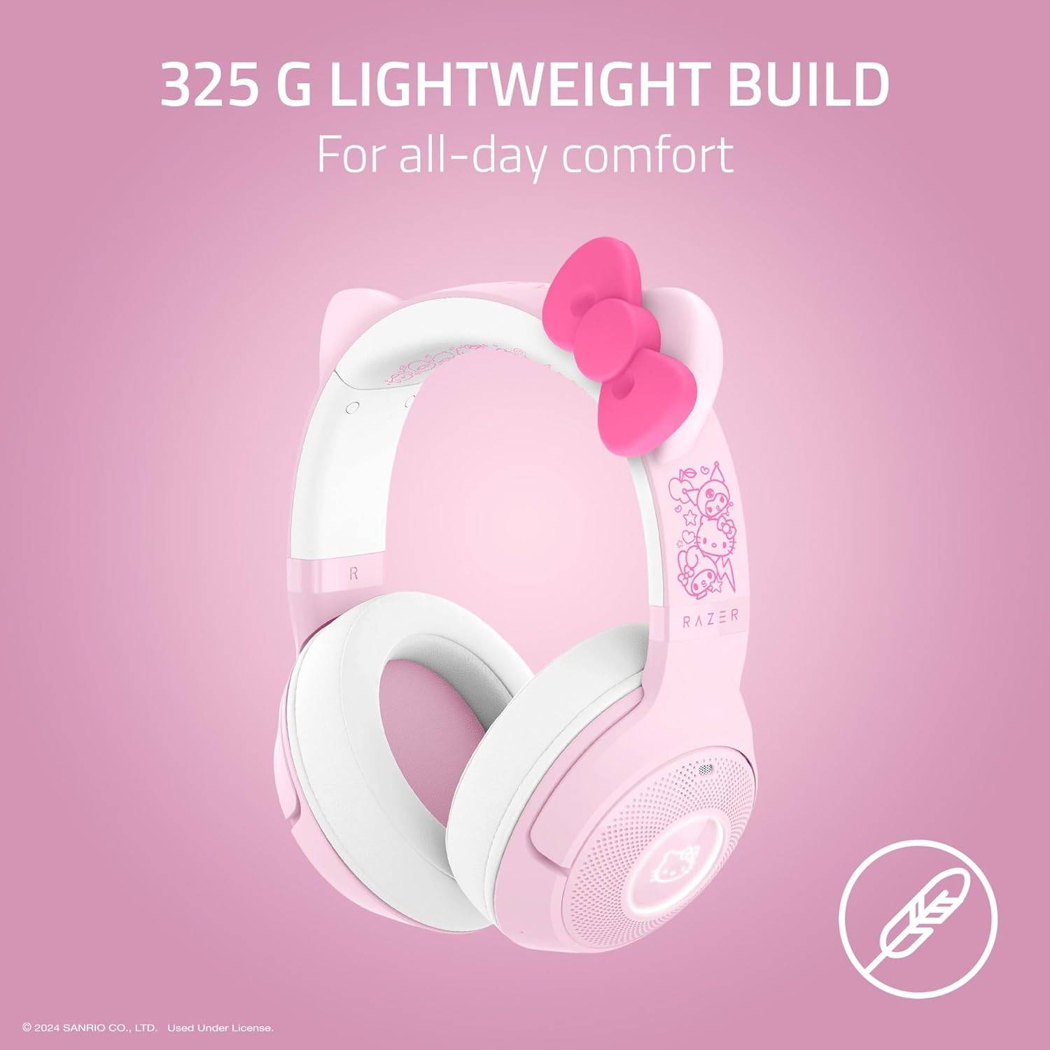 Razer Kraken Kitty V2 BT Casque Sans Fil Bluetooth Oreilles De Chat RGB Rose - 40H Autonomie, Son Triforce 40mm, Micros Anti-Bruit