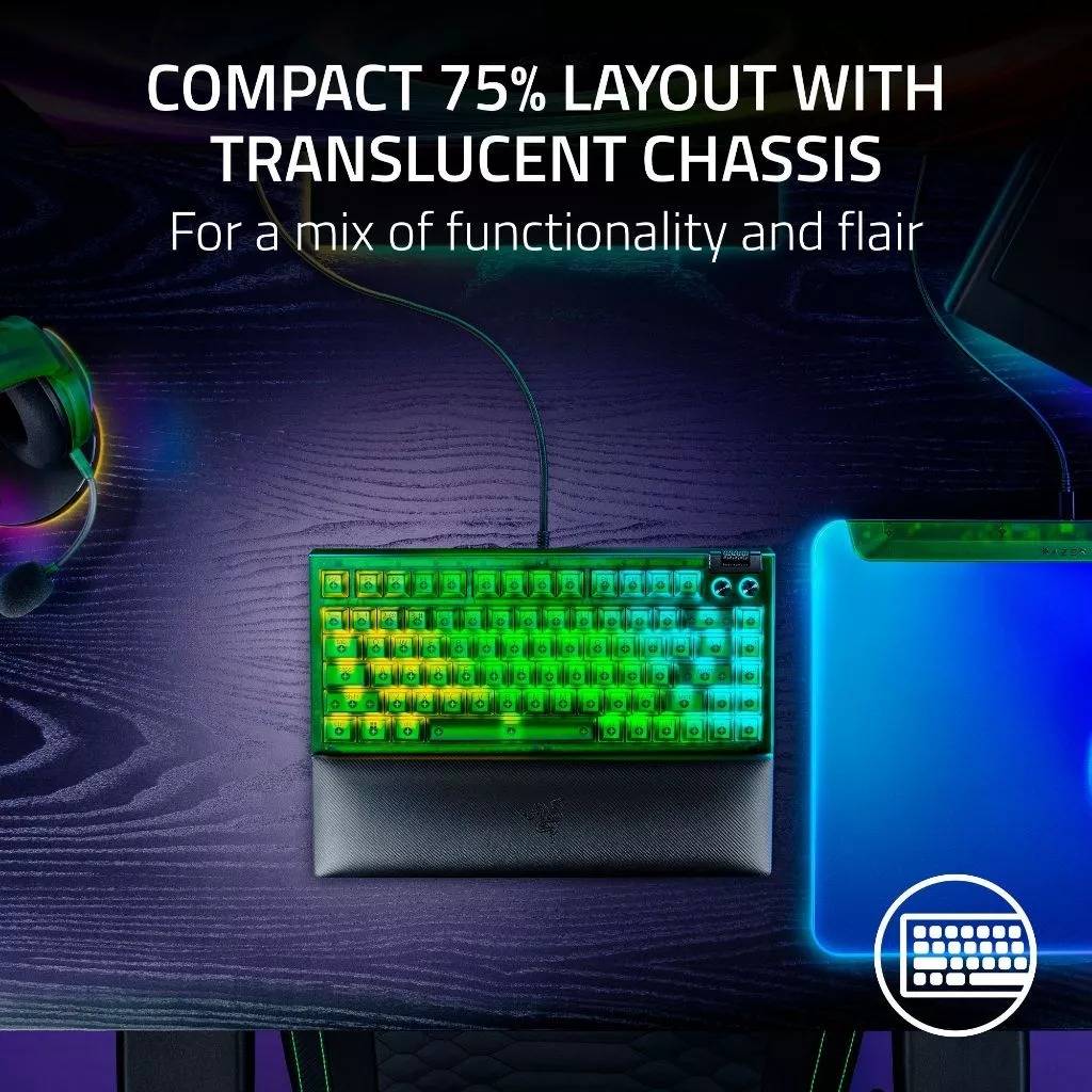 Razer BlackWidow V4 75% Phantom Green Edition Hot- Swappable