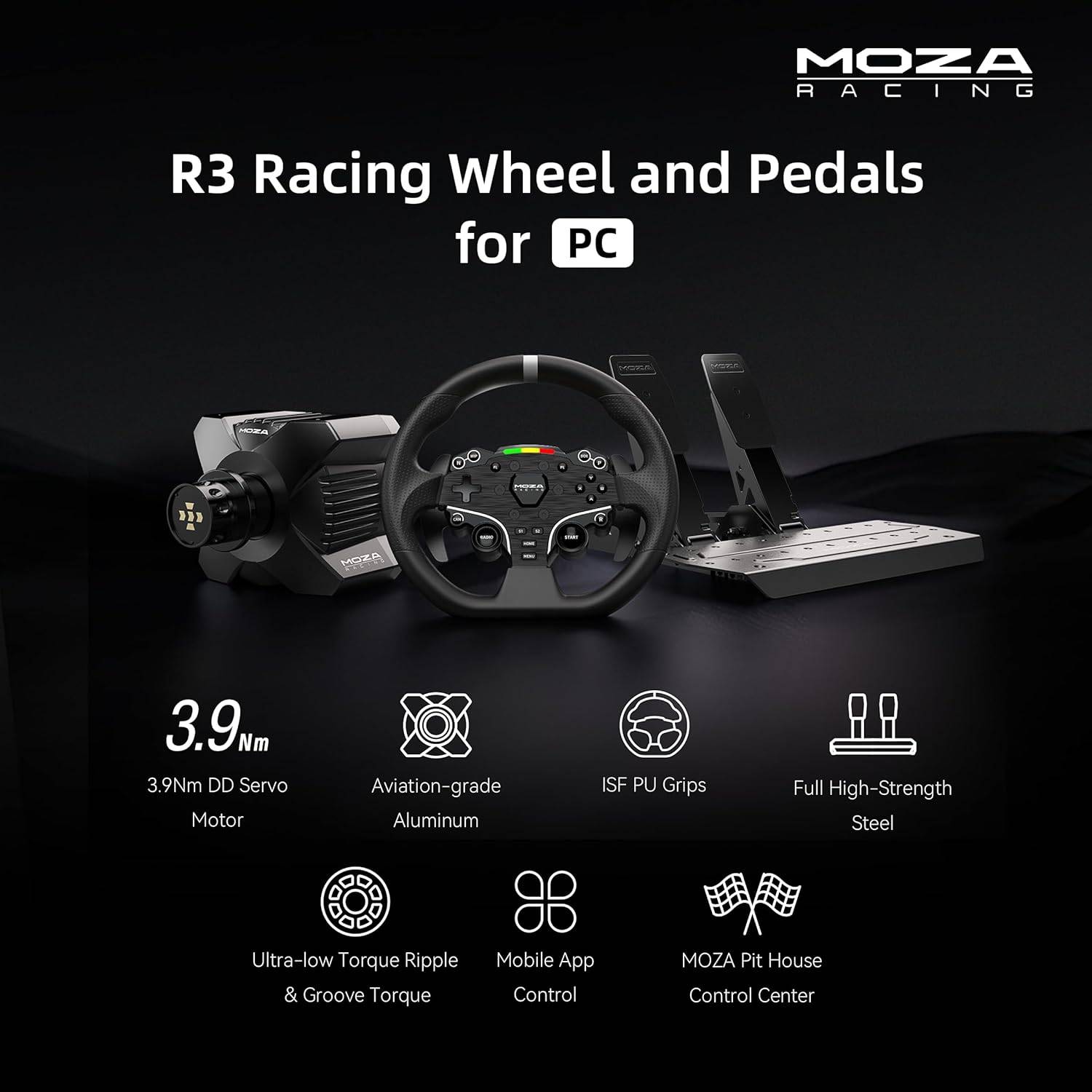 MOZA R3 Racing Wheel and Pedals for PC (RS074)