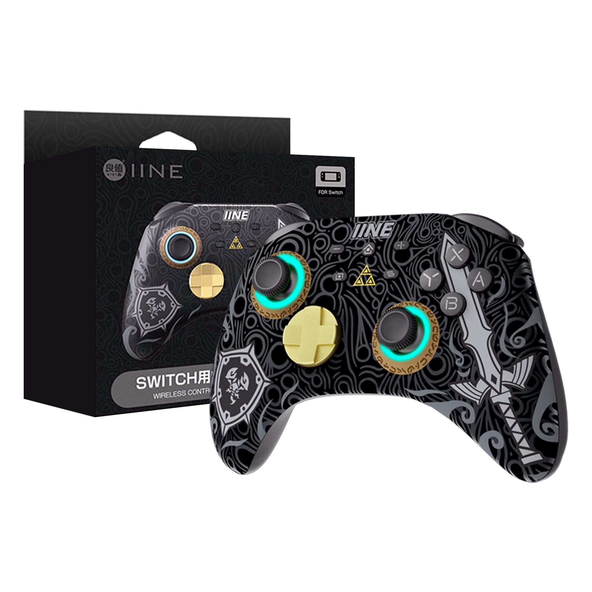 IINE L760 Ares Wireless Pro Controller with Headset Jack RGB Light