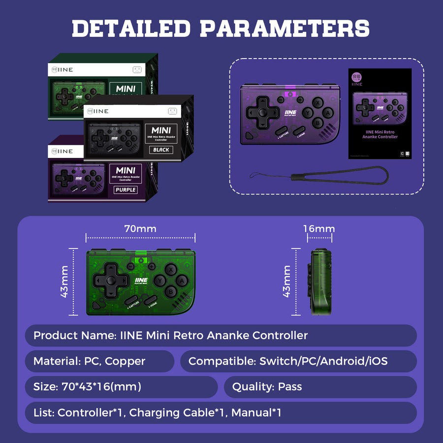 IINE IINE Mini Retro Ananke Controller [Purple L1013] / [Green L1041 ...