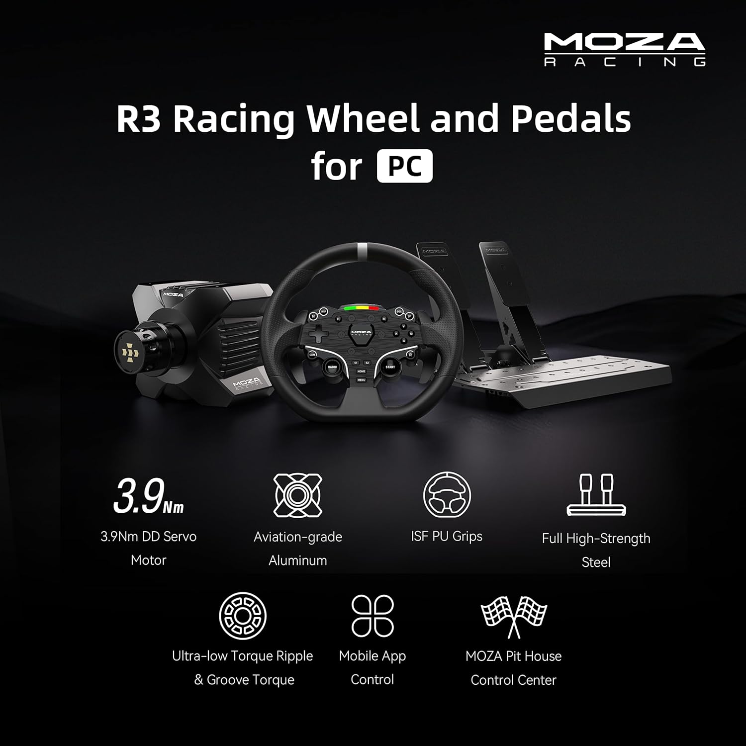 MOZA R3 Racing Wheel and Pedals for PC (RS074)